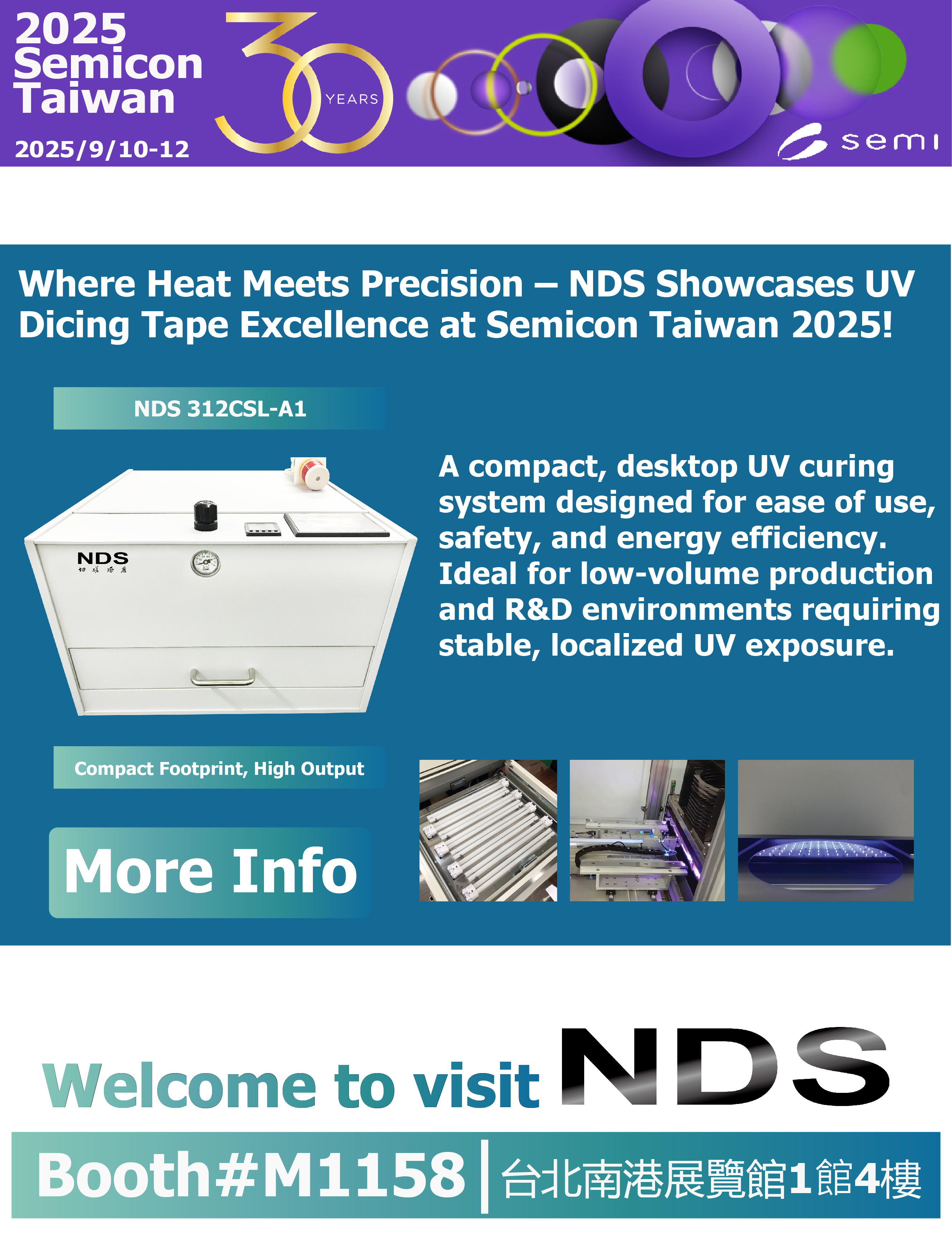NDS 台灣日脈, NDS Immersion Cooling System, NDS Dicing Service Center Taiwan, Totally Dicing, Dicing Saw, Automatic Dicing Saw, NDS Dicing System, Dicing Tape, Dicing Blades, Grinding Wheel, Dicing Accessories, Auxiliary Machines, Dicing Fluids, Wafer Cleaner, Dressing Board, Cguck Table, Wafer Mounter, New Metal Bond Blade for dicing system-in-package (SiP), Metal Bond Blade, system-in-package, Polishing Pad, Polishing Template, Wafer Ring, Wafer Coin Box, 3M, Inventec, PFAS-based, Green, cleaning, coating, heat dissipation, 0421, 替代3M氟化物在半導體的應用, PFAS, 氟化物, 氟化液, 3M, PFAS-based, Inventec Performance Chemicals, Inventec, 清洗, 焊接, 冷卻, 散熱, 塗佈, Coolant, Cleaning, Cooling, Soldering, Coating, Chiller, THERMASOLV, 切磋琢磨, Dicing, Lapping, Polishing, Grinding, 台灣半導體展, 半導體展, 半導體, 切SiP金屬刀, 系統級封裝, 金屬刀, SiP, New Metal Bond Blade for dicing system-in-package (SiP), Metal Bond Blade, system-in-package, Noah, 3000A, Noah 3000A, FK-5-1-12, 全氟己酮, SC115, 環保滅火劑, Magic-tube, Magic-Fiber, Nano bubble, CM Fiber